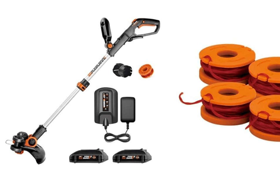 
Worx WG163 GT 3.0 20V PowerShare 12" Cordless String Trimmer & Edger (Battery & Charger Included) and WA0047 4-Pack String Trimmer Replacement