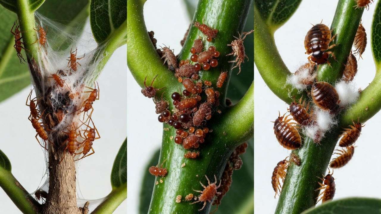 Common pests on Green Island Ficus: spider mites, scale, and mealybugs