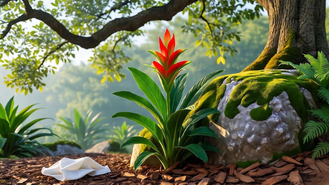 parrot flower plant thriving in ground under shade in USDA zone 10b garden