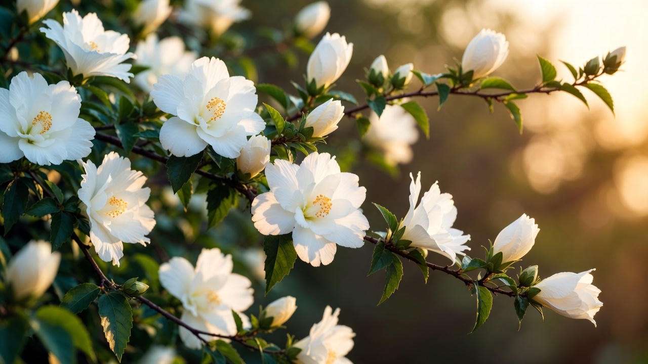 White hibiscus covered in non-stop flowers after correct high-potassium feeding schedule