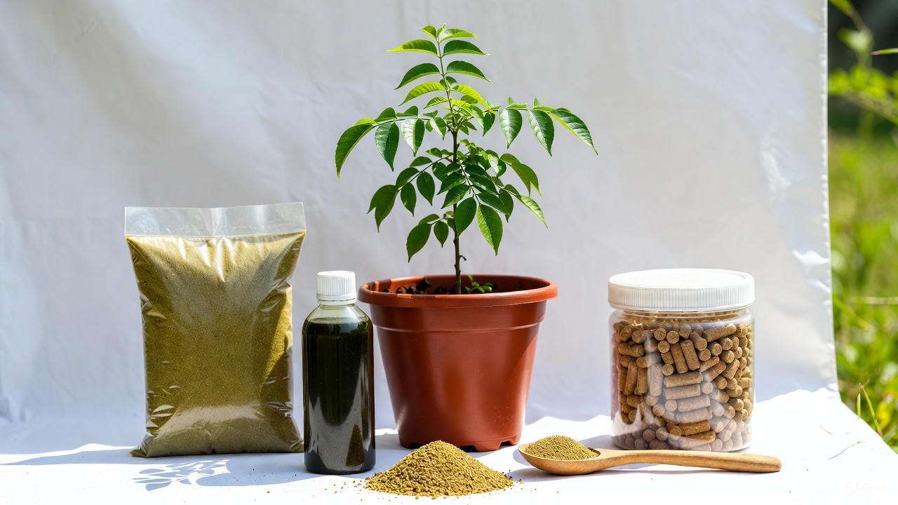 Organic fertilisers for curry leaf tree – neem cake, seaweed and manure