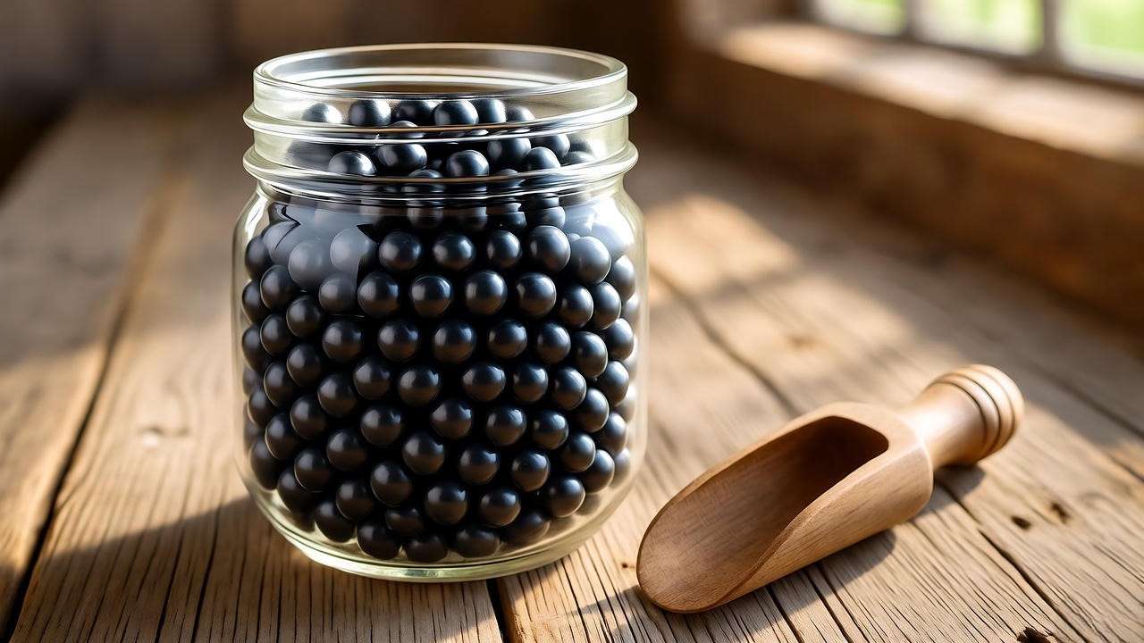 Properly stored home-harvested niger seeds in mason jar for long-term use