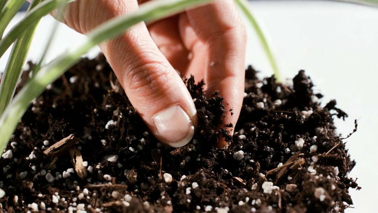 Knuckle test to check when to water Hawaiian spider plant