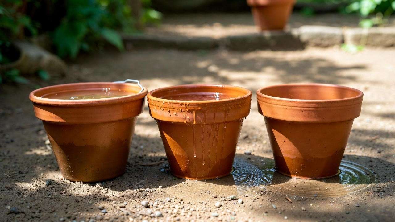 Step-by-step how to properly soak and cure new terracotta garden plant pots