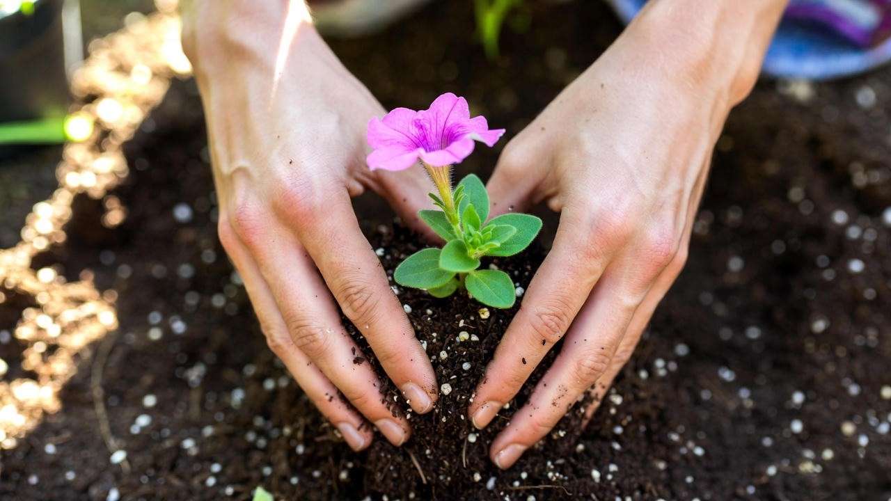 Correct way to plant bedding plants with enriched soil and slow-release fertilizer