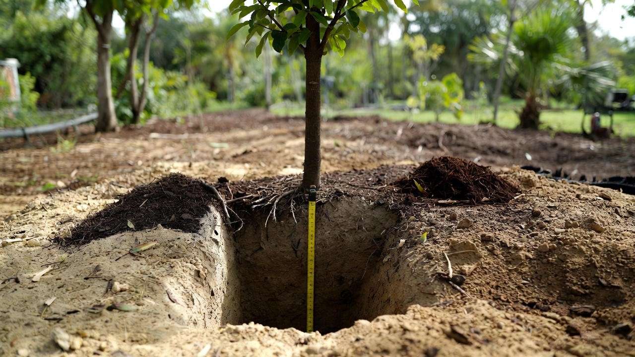 Correct planting depth and technique for Kigelia africana Sausage Tree seedling