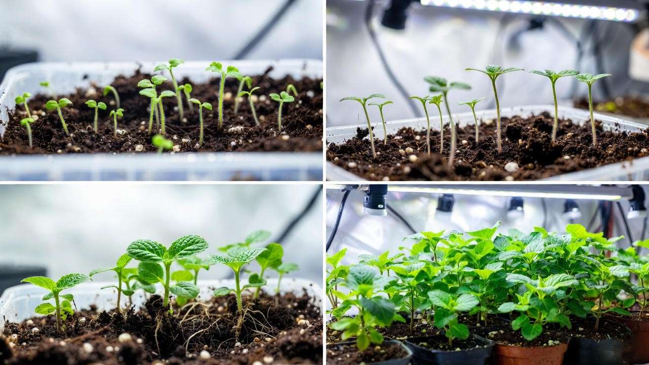 Week-by-week germination and growth of hydrangea seedlings from seed