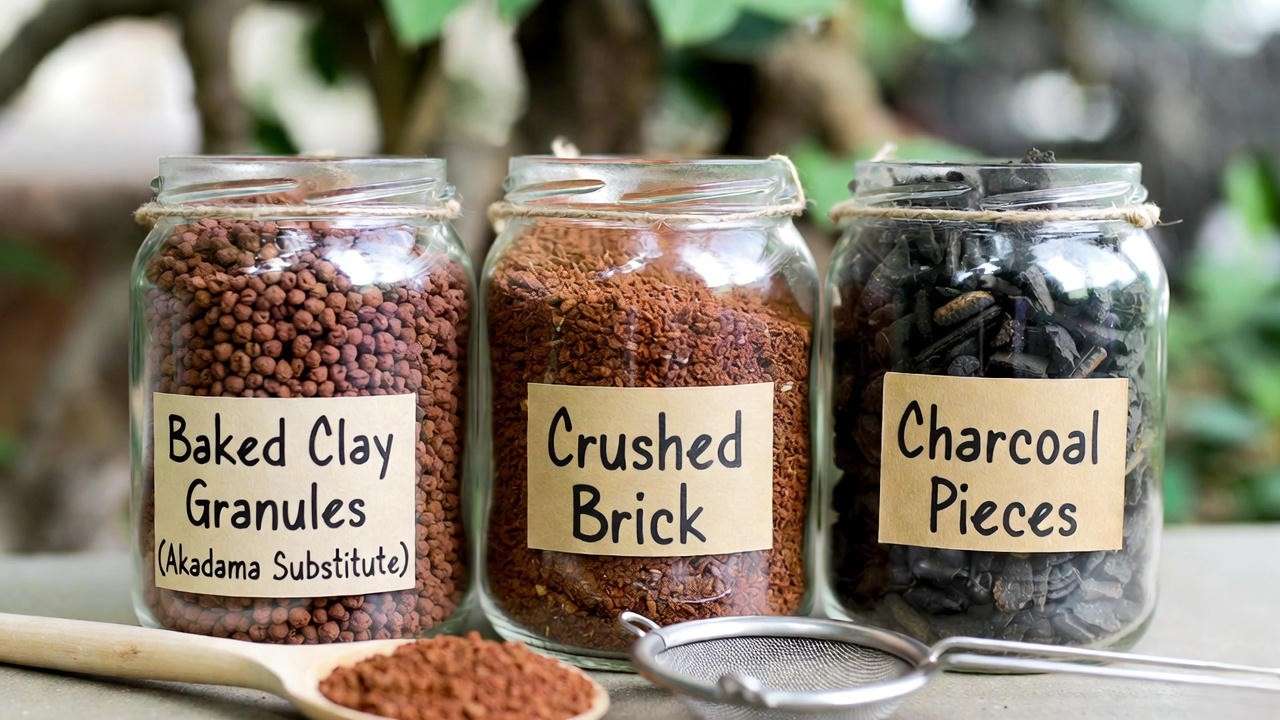 DIY sustainable bonsai soil mix using local baked clay, brick, and charcoal in Bangladesh
