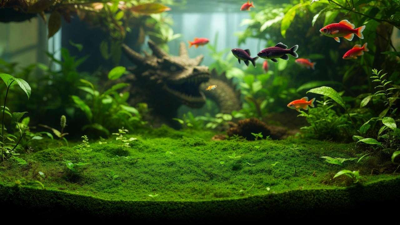 Dense Taiwan moss carpet in a low-tech beginner aquarium – better than Java moss