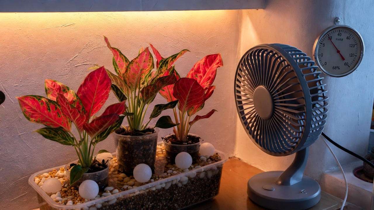 Natural ways to boost humidity for red Aglaonema plants at home
