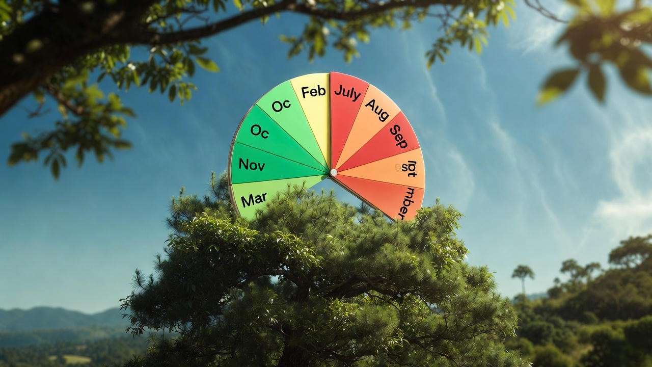 Seasonal pine tree pruning calendar showing best and worst months for Bangladesh climate