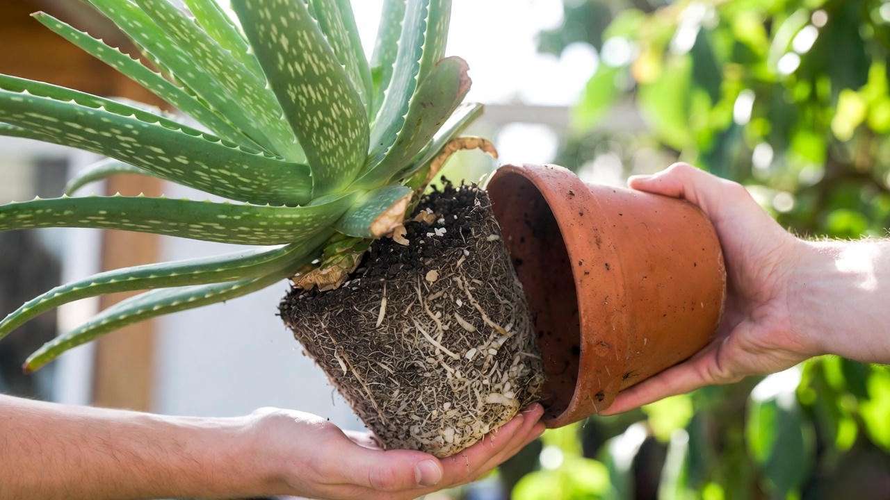 How to safely remove aloe vera from pot without damaging roots