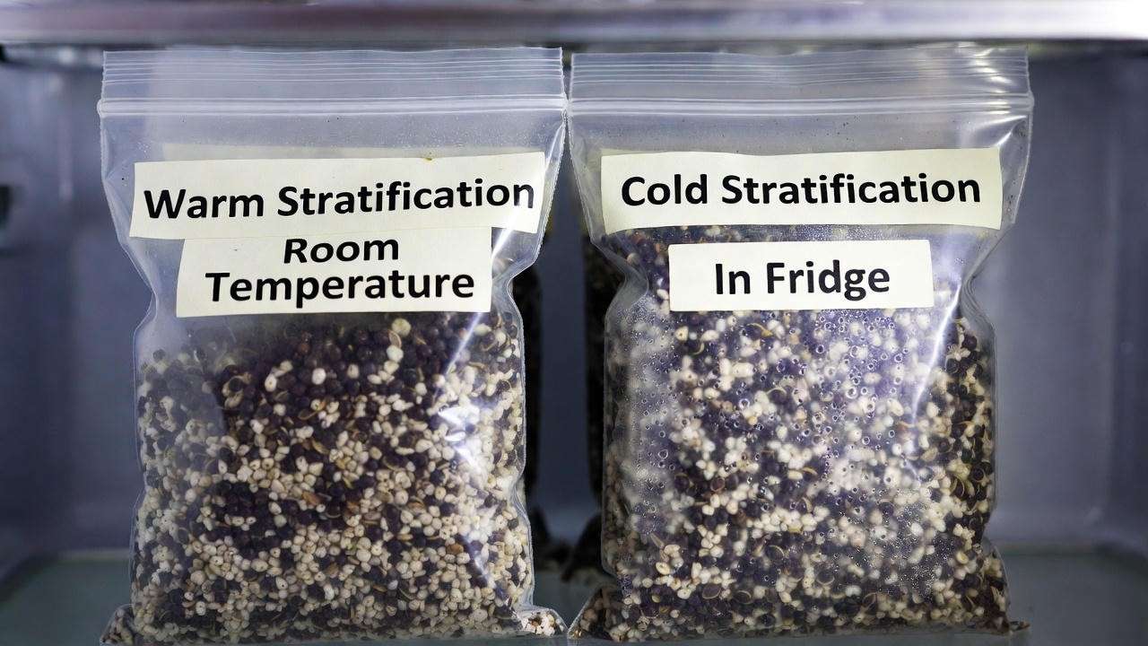 Warm and cold stratification bags for eastern redbud seed germination