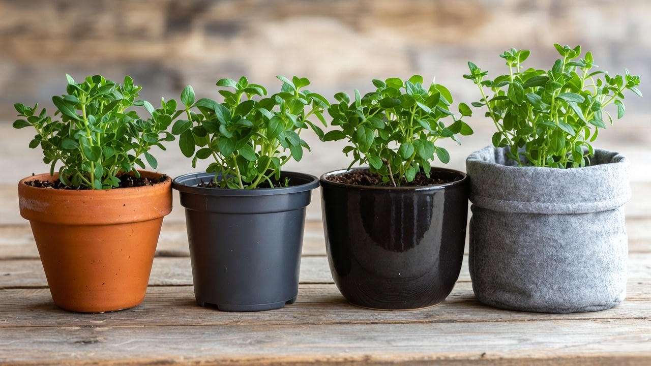 Comparison of terracotta garden plant pots vs plastic, ceramic, and fabric pots