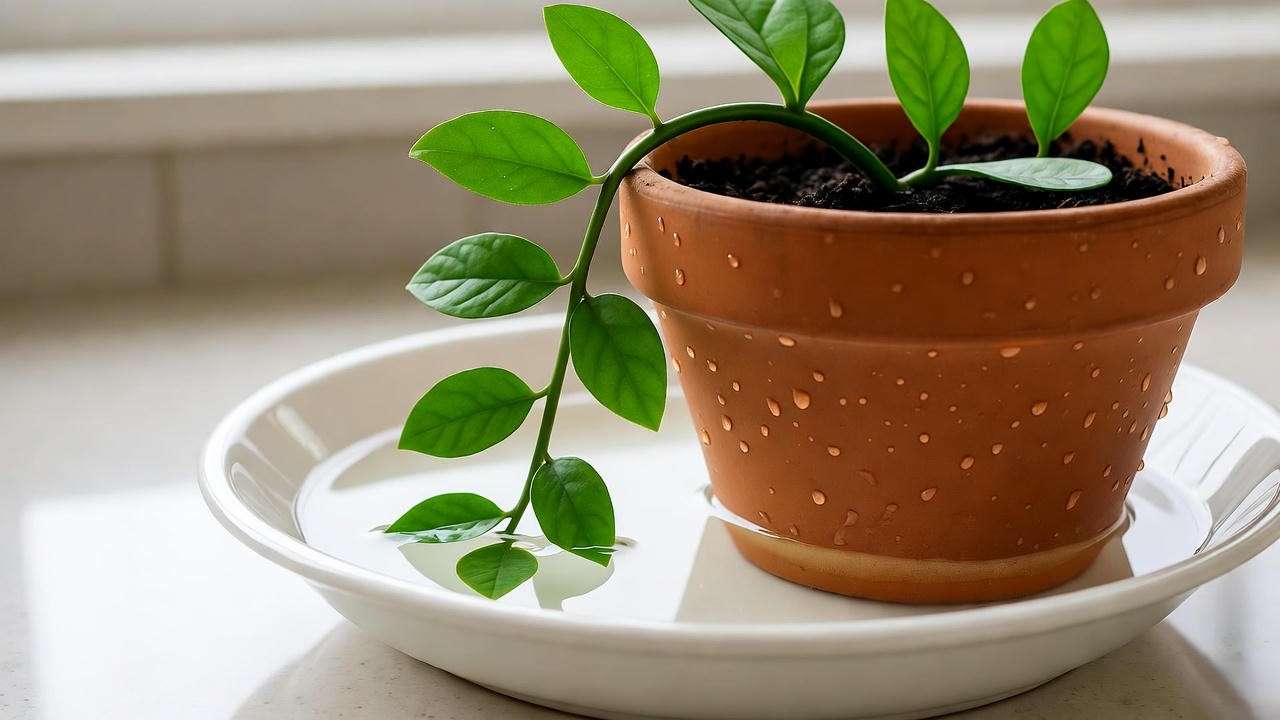 Bottom watering method for piggy back plant to prevent root rot