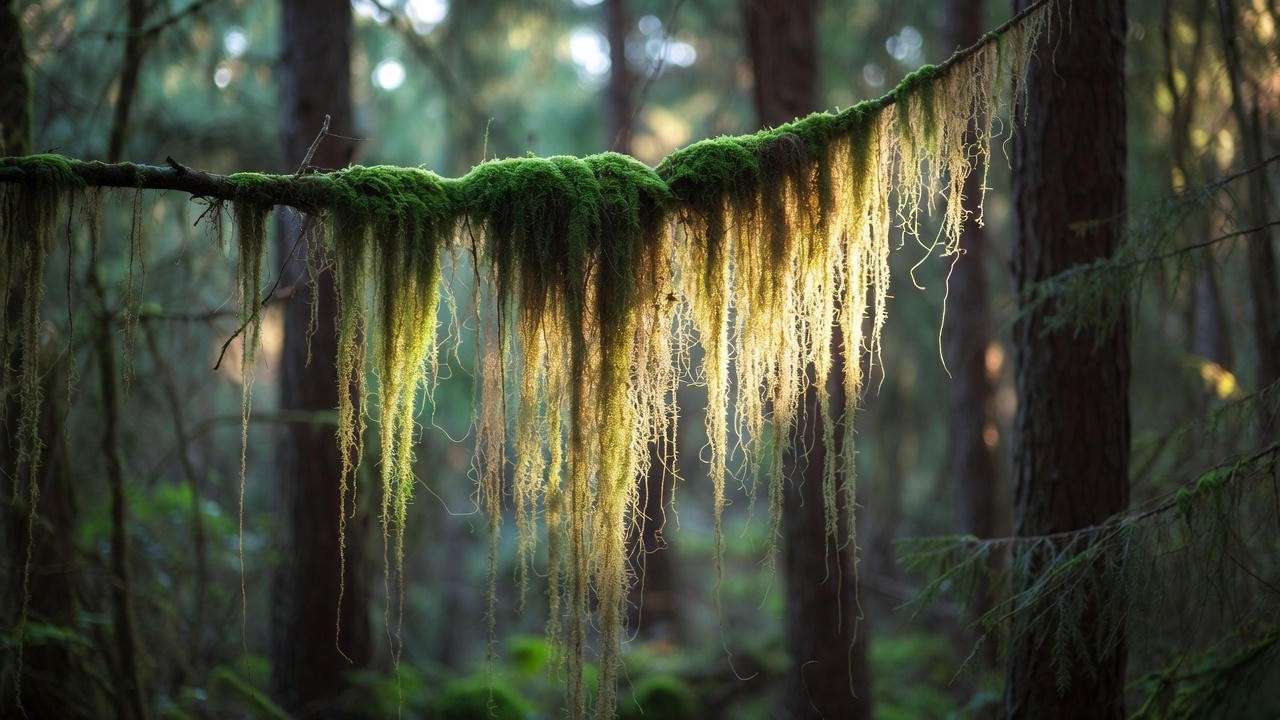 Weeping moss creating willow-tree effect in a nano planted aquarium