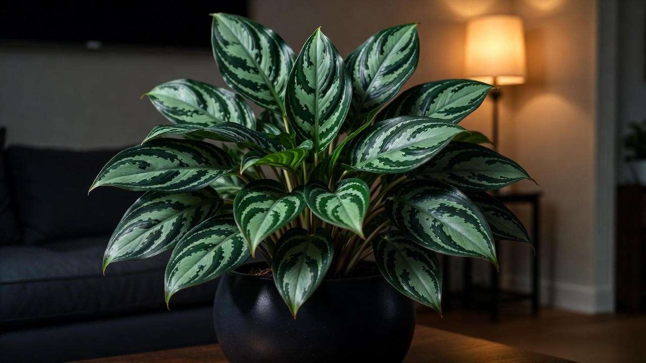 Aglaonema Maria thriving in low light – perfect dark corner houseplant