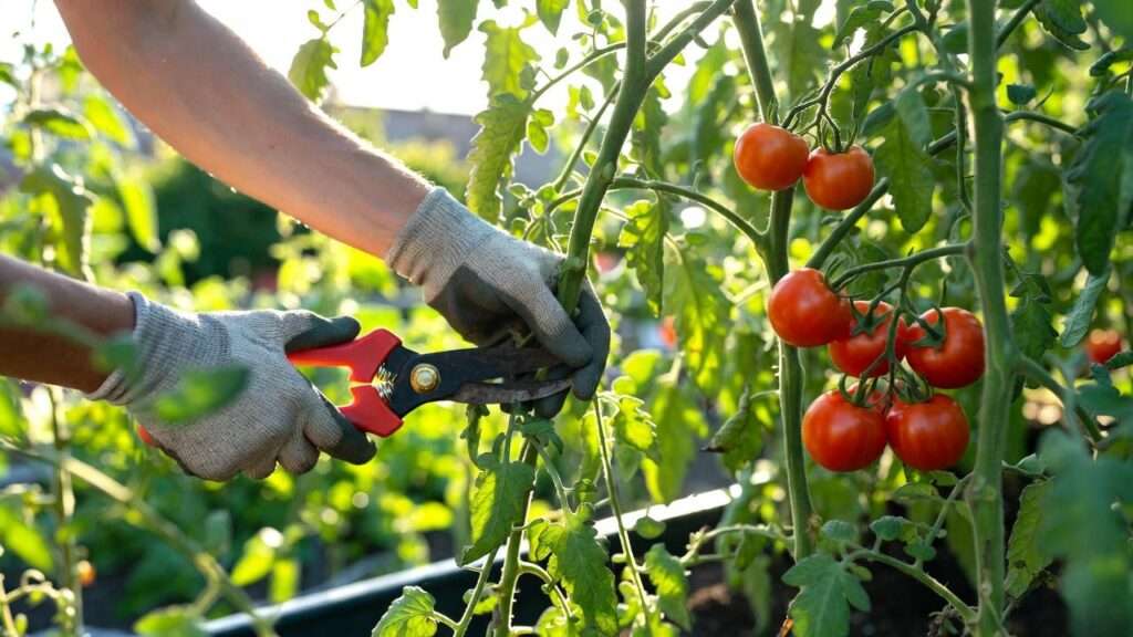 cutting back tomato plants