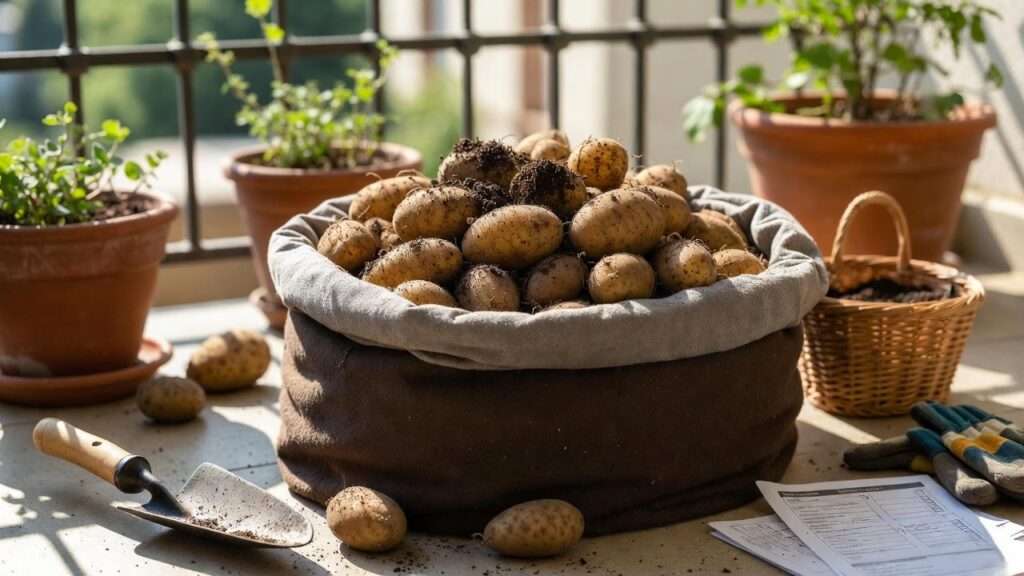how to plant potatoes in a grow bag