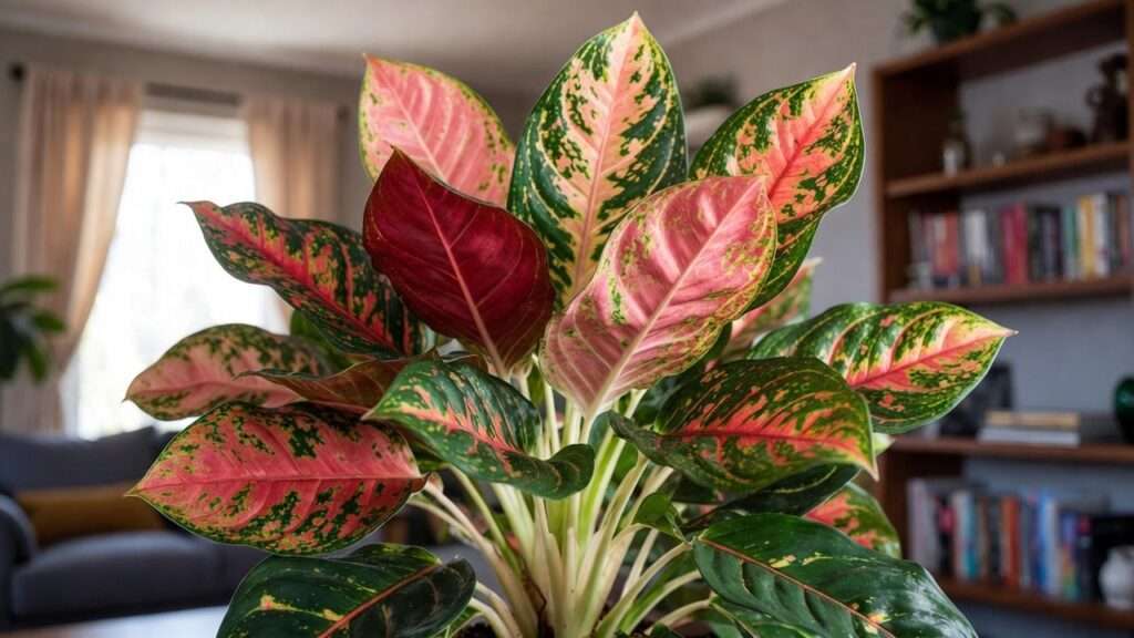 red aglaonema plant