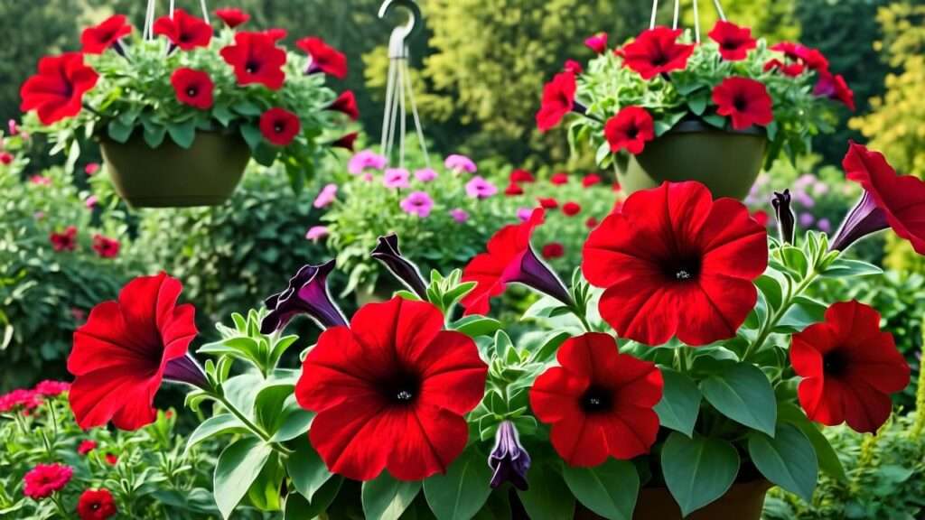 red petunia plants