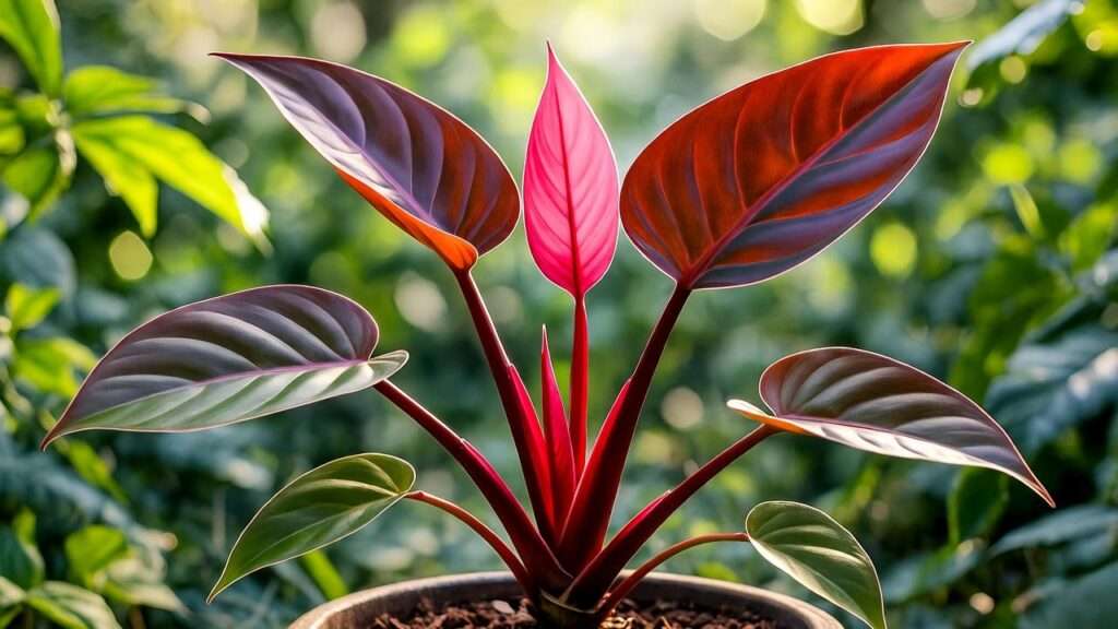 red philodendron plant