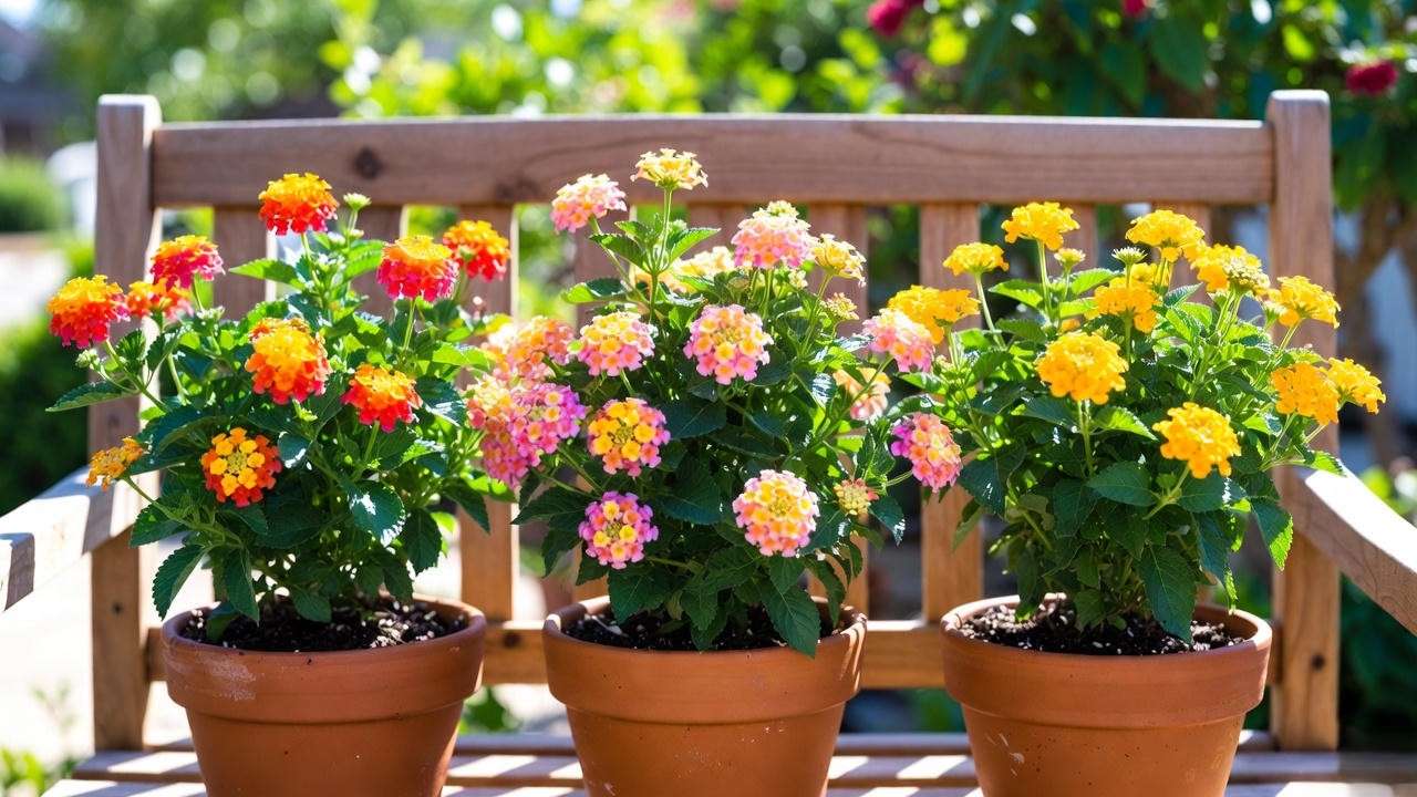 Comparison of popular Confetti Lantana varieties in pots