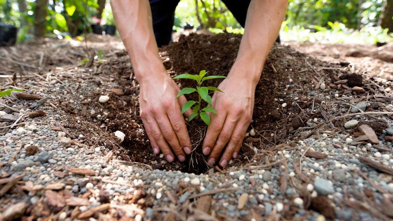 Step-by-step planting Lithodora Heavenly Blue in gritty acidic soil mix for perfect drainage