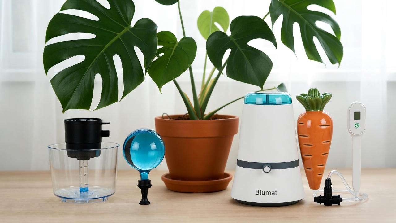 Best watering systems for potted plants 2025 including self-watering planters, watering globes, Blumat, and smart sensors