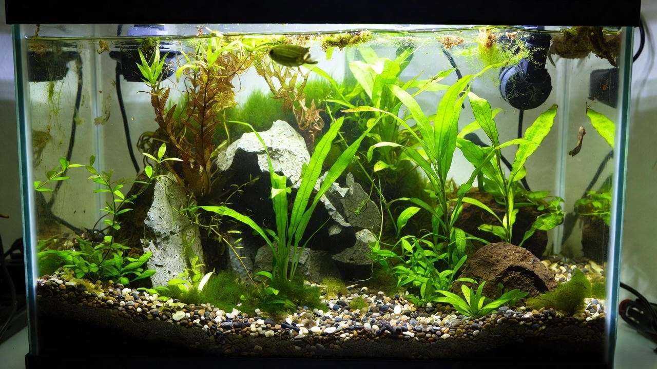 Common aquarium algae problems on plants and substrate caused by poor aquatic plant soil choices or imbalances.