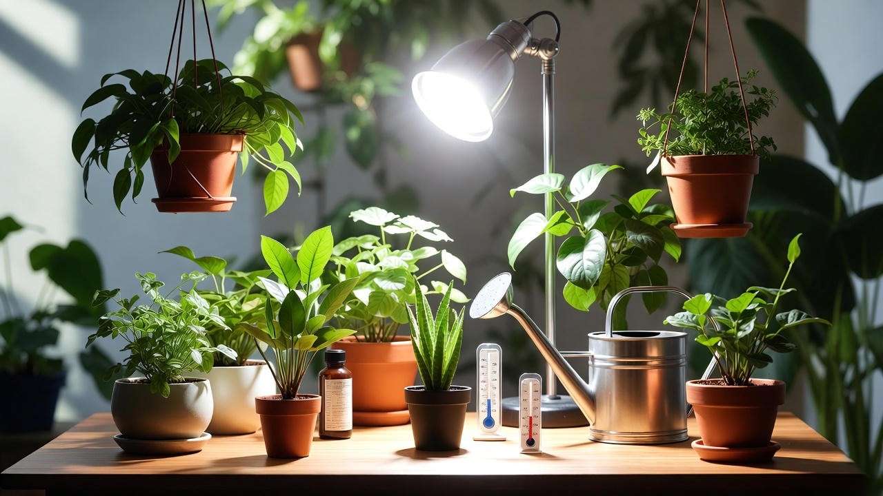 Key factors influencing pot plant growth: light, water, nutrients, temperature, and pot size