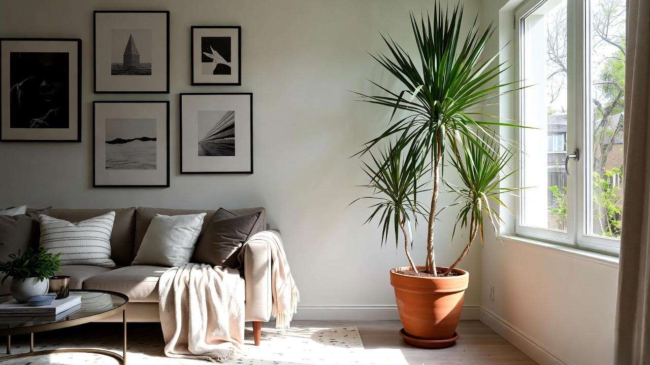 Mature Dracaena draco grown successfully as indoor houseplant
