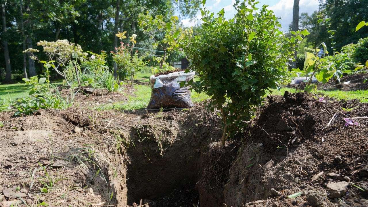 Correct planting hole and root ball preparation for Holly Needlepoint