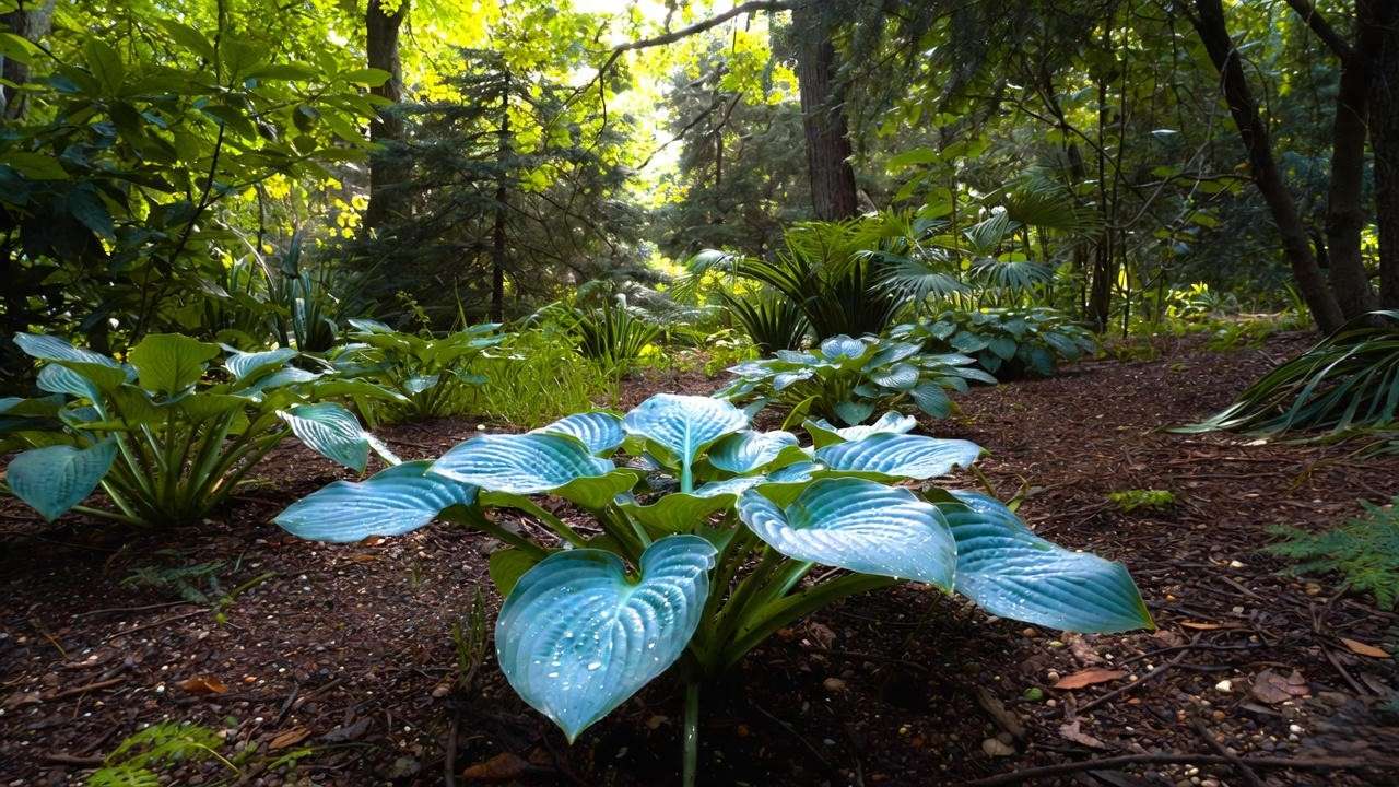 Perfect dappled-shade growing conditions for Empress Wu Hosta