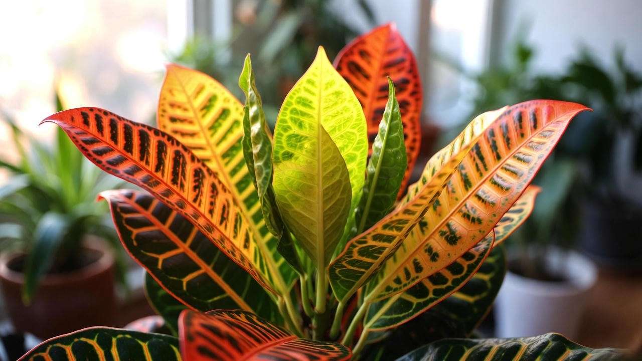Mammy Croton displaying new colorful growth in spring
