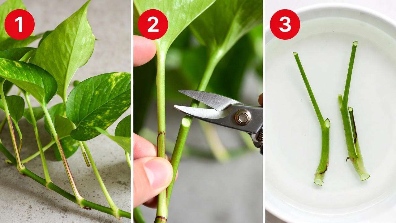 Preparing pothos cuttings for aquarium use