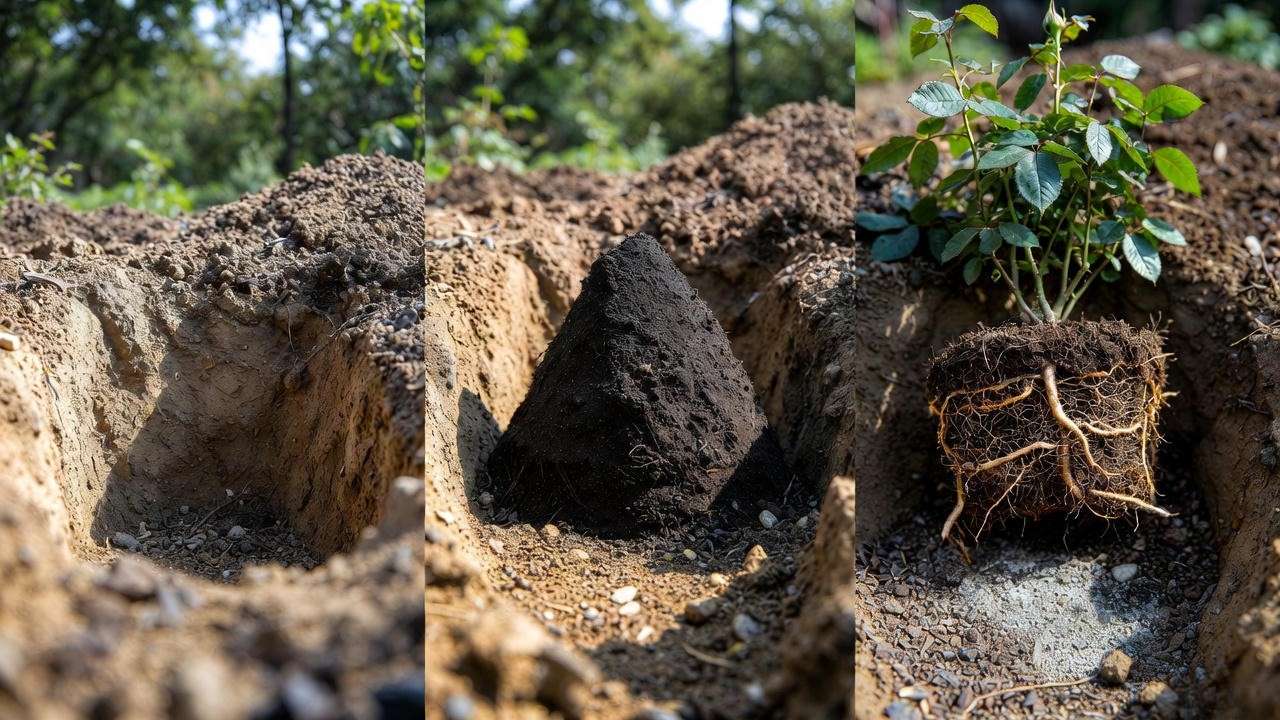 Proper bare-root planting technique for Chicago Peace rose with mycorrhizae