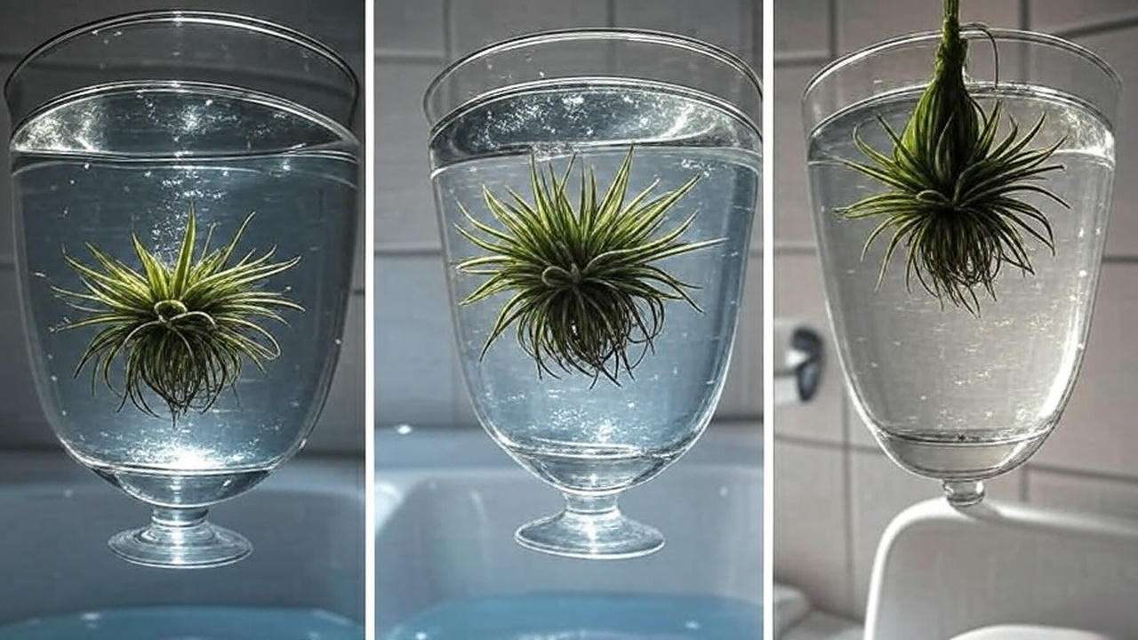 Correct soak and shake method for watering hanging air plants