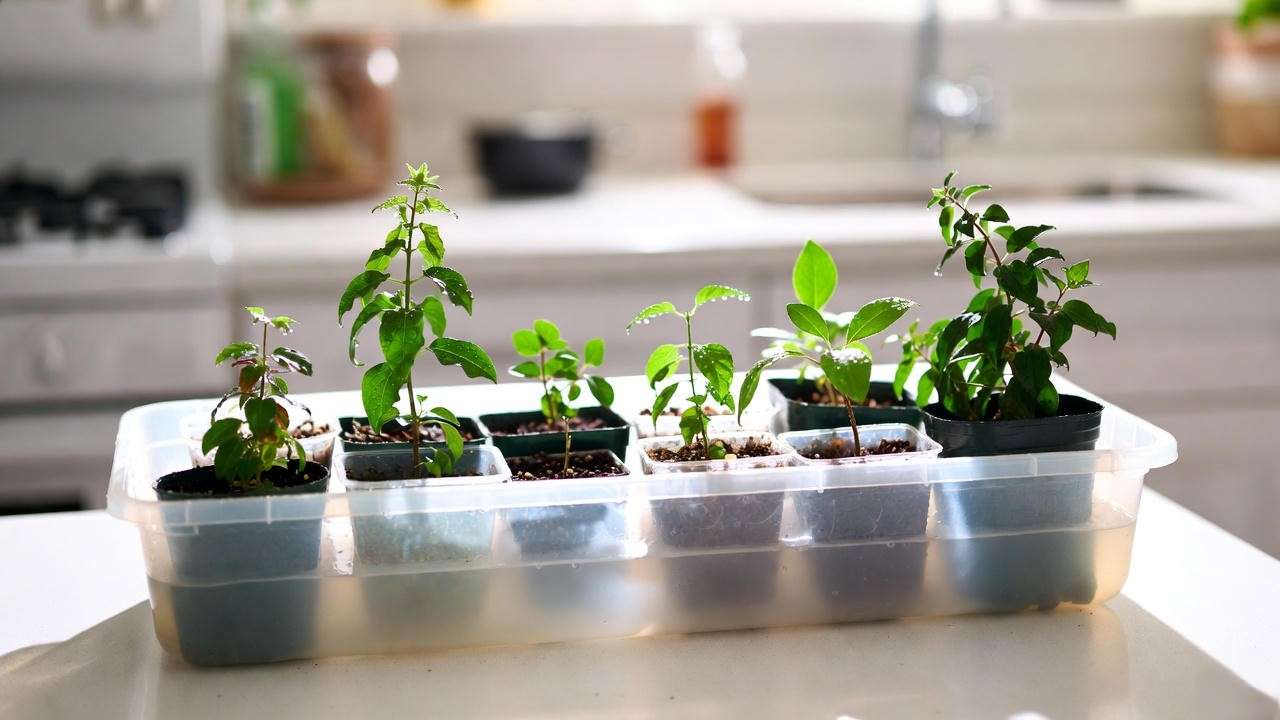 Bottom-watering station method for mixed houseplant trays