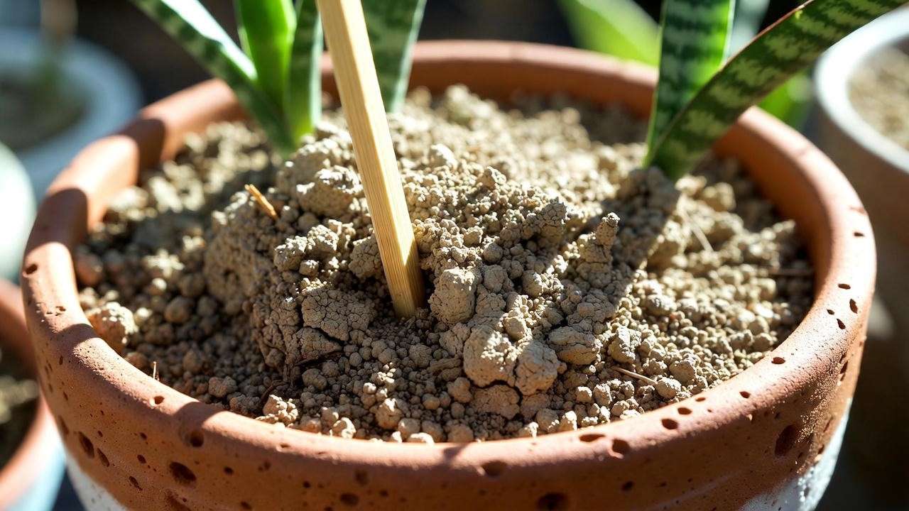 How to check when Zeylanica snake plant soil is fully dry before watering