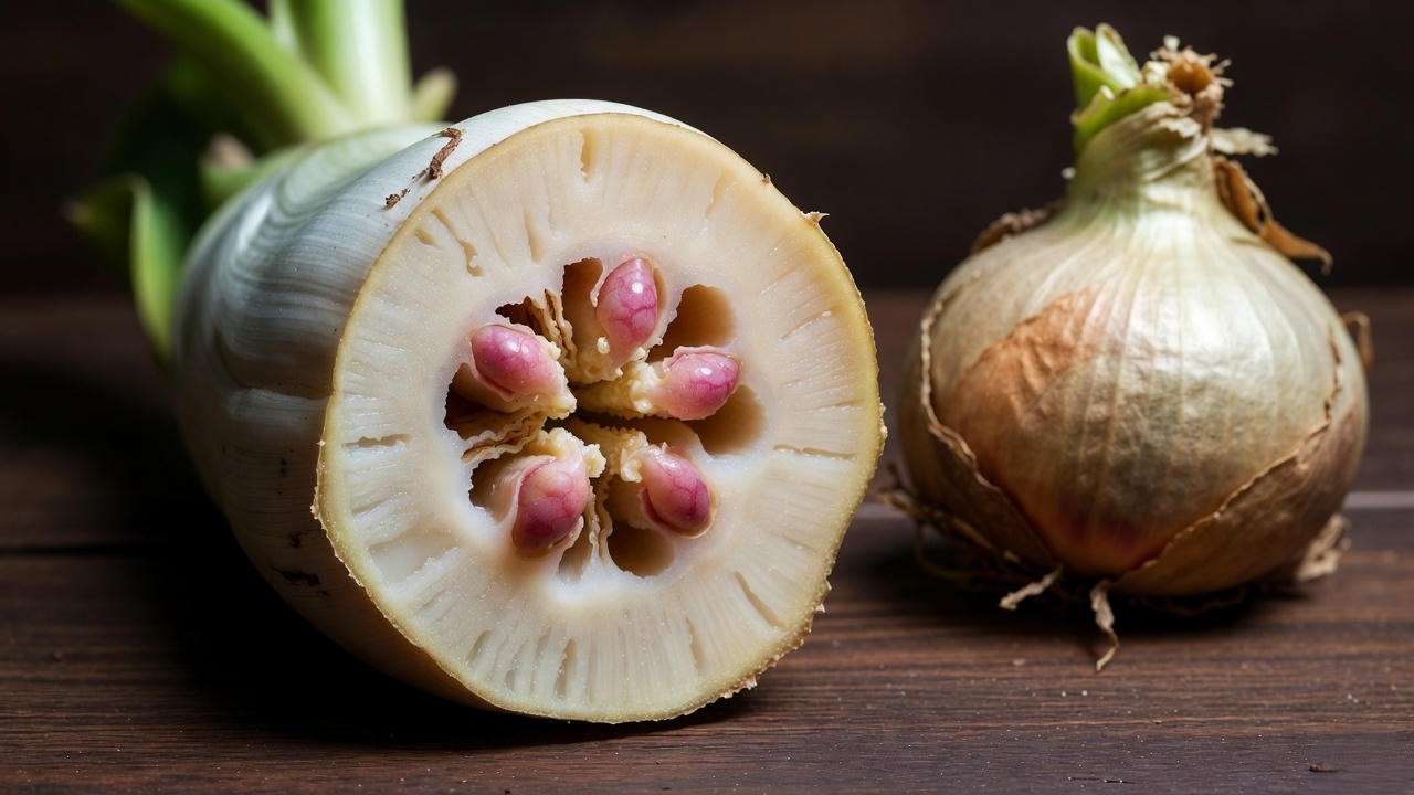 Calla lily rhizome vs true bulb comparison showing growing eyes