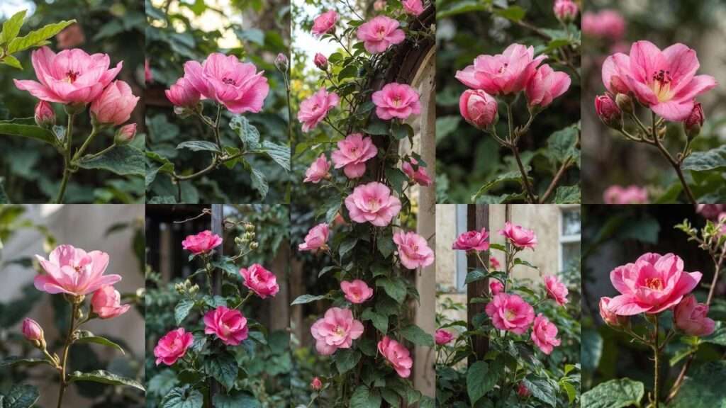 climbing plant with pink flowers