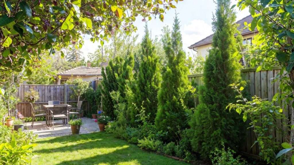 narrow evergreen trees