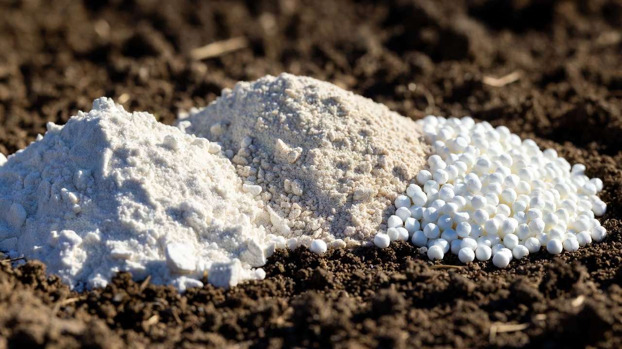 Comparison of calcitic, dolomitic, and pelletized lime types for correcting acidic soils in gardens.