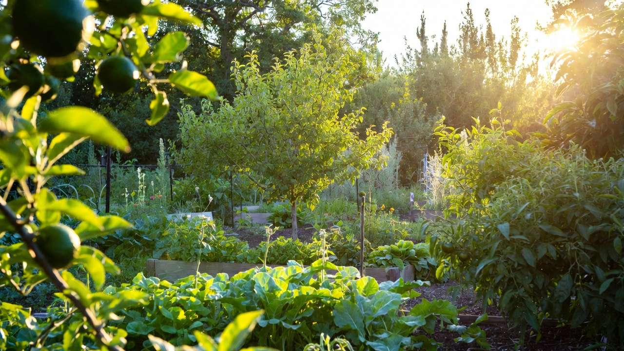 Thriving garden and orchard with healthier plants and trees after using mycorrhizal fungi