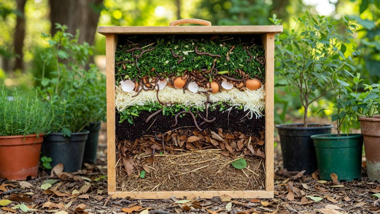 Lasagna layered compost with safe greens and browns for fast nutrient-rich soil amendment in plant care gardening
