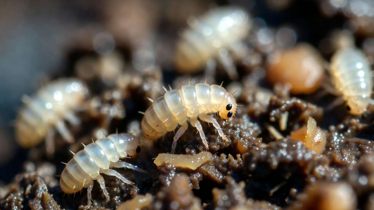 House fly maggots in overly wet anaerobic compost pile