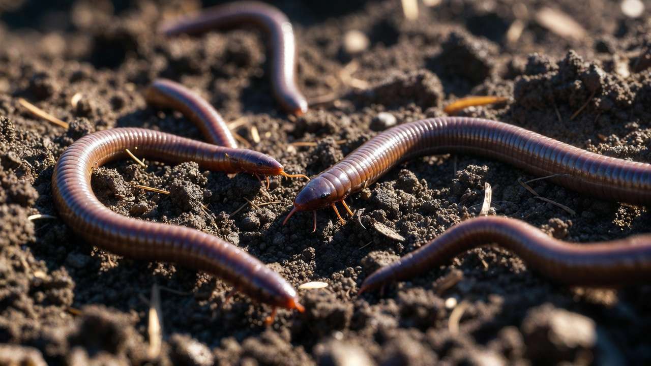 Earthworms in healthy improved garden soil indicating good structure and biological activity