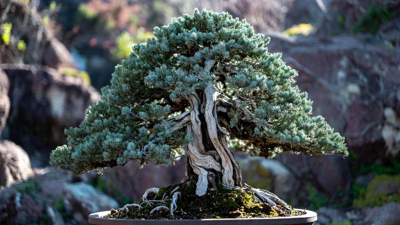 Yamadori collected Colorado blue spruce bonsai tree with natural trunk movement