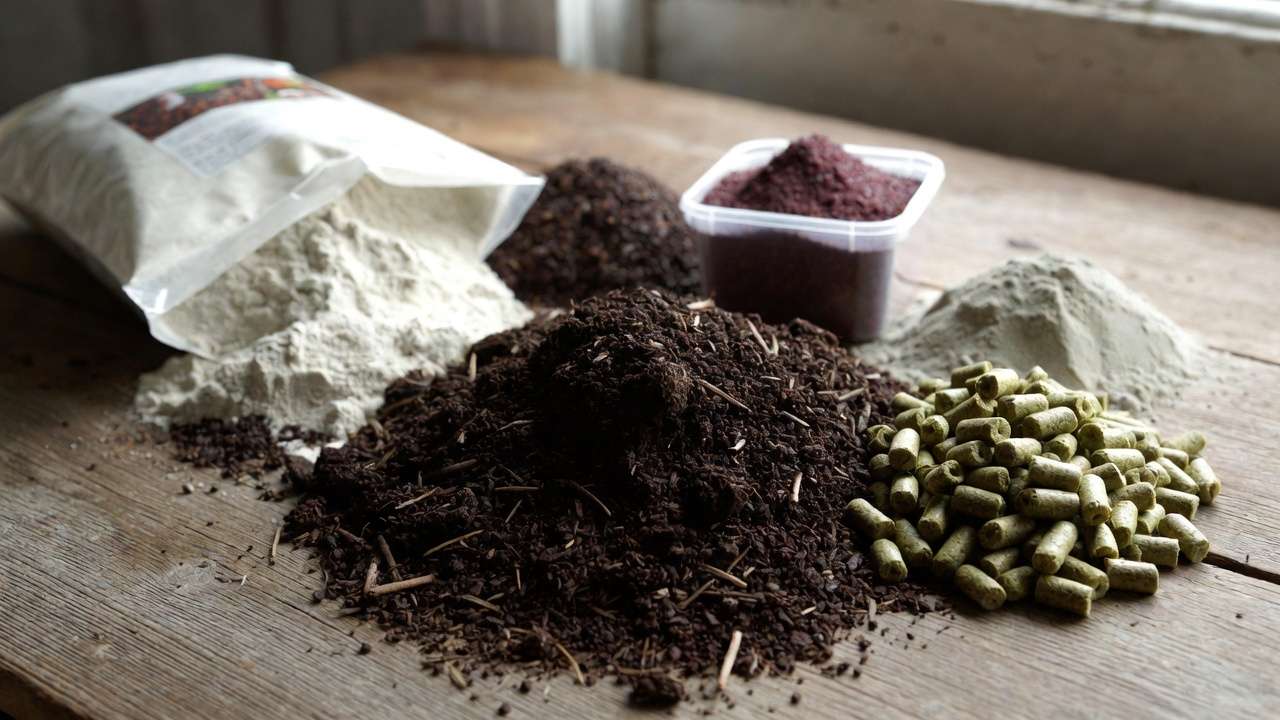 Organic sources of nitrogen phosphorus and potassium including compost bone meal and kelp for natural fertilization